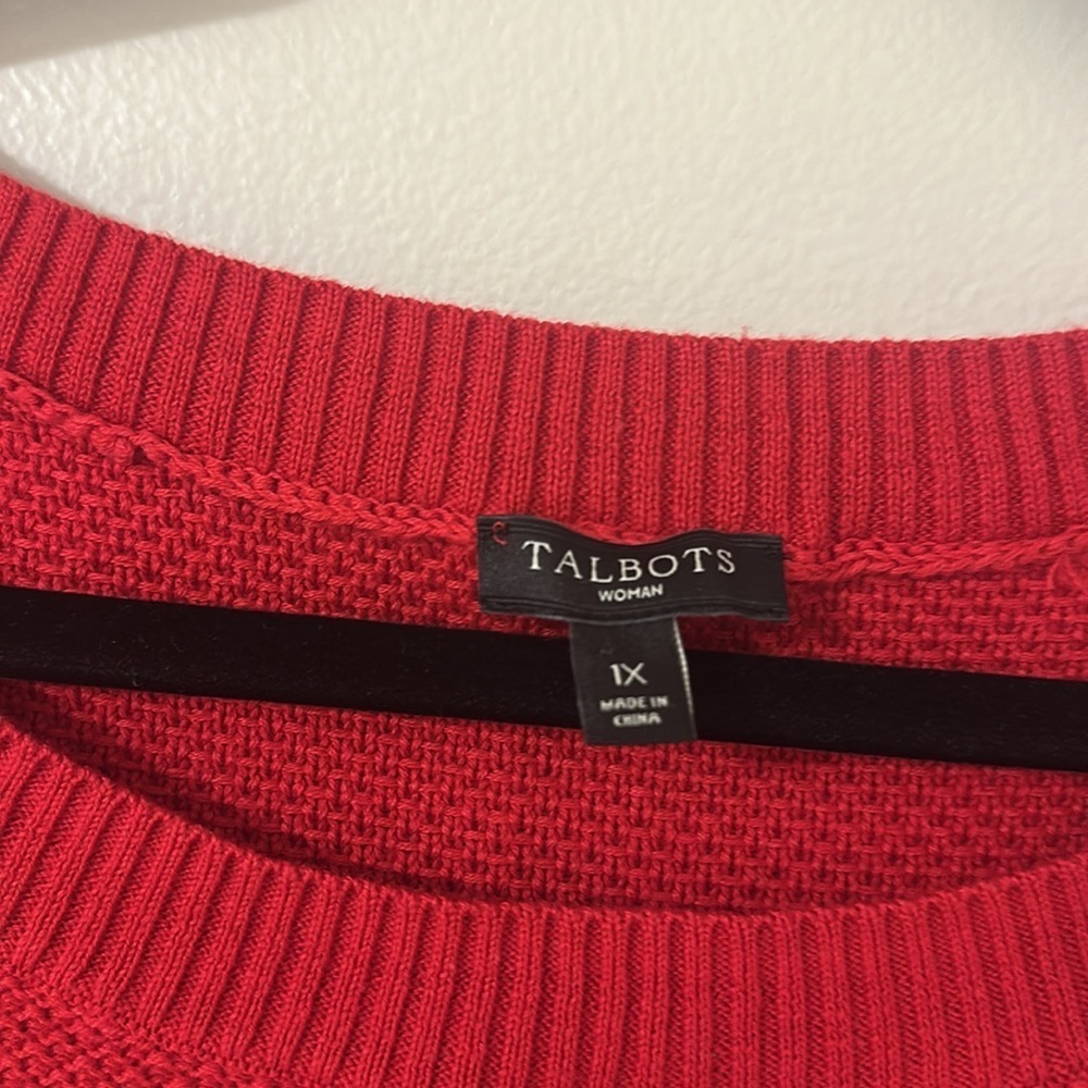 Talbots NEW Womens Nautical Red White Stripe Sweater Size 1X Preppy Coastal - Picture 7 of 9